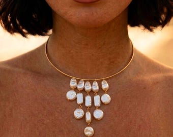 Luminous Pearl Chandelier Choker Necklace