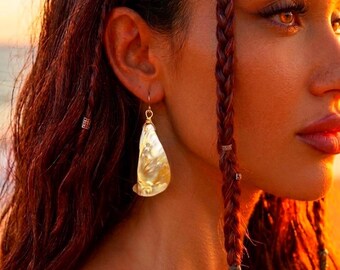 Iridescent Shell Dangle Earrings