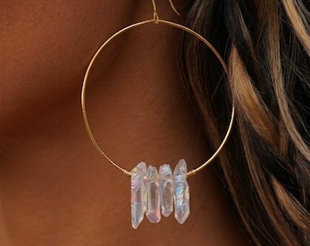 Angel Aura Quartz Hoops