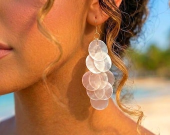 Luminous Shell Cascade Earrings