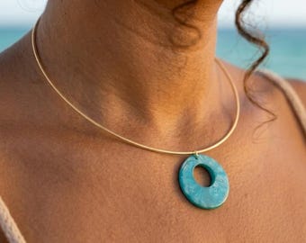 Turquoise Shell Collar Necklace