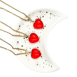 Glass Heart Charm Gold Necklace