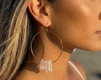 Angel Aura Quartz Hoops