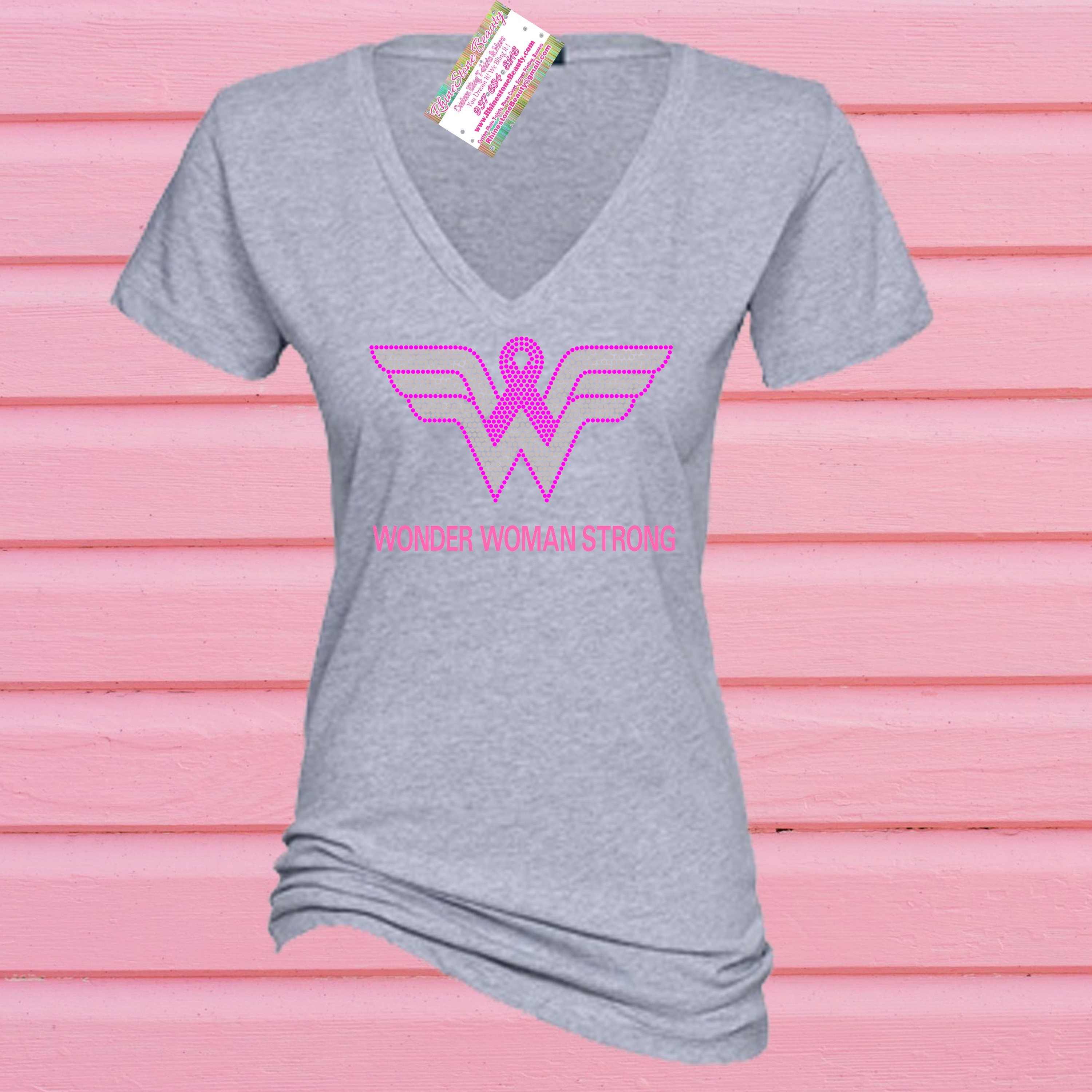 Rhinestone Breast Cancer Wonder Woman 