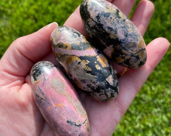 Rhodonite Lingam Shiva Palm Stone