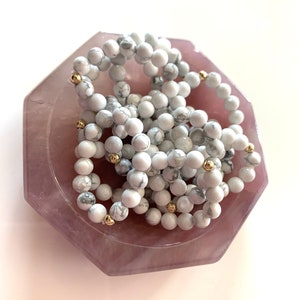 Howlite Stress Anxiety Calming Beaded Ring
