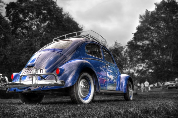 tactiek motor de eerste Oude Volkswagen Kever foto HDR foto blauw rood en groen | Etsy