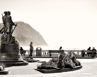 Seaside Statue photo, sepia, black, and white, fine photography prints, Journey's End