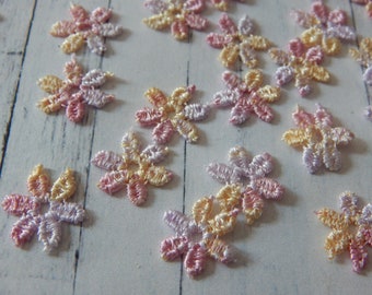 Multi Coloured Floral Lace - Mini Flowers for Scrapbooks, Textiles, Crafts - Pack of 50