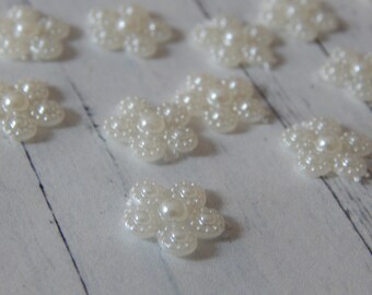 Ivory Pearl Flower Trimming - Mini Flowers for Scrapbooks, Textiles, Crafts - Pack of 20