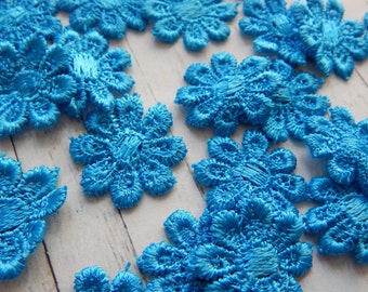 Turquoise Blue Guipure Lace - Flower Lace Trim For Textiles - Pack of 30