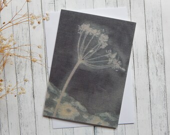 A6 Floral Greetings Card, Monochrome Notecards,