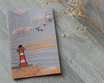 A6 Lighthouse Print Notebook, Lined or Plain Jotter, Seaside Journal,