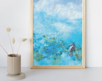 A3 A4 Seahorse Art Print, Nautical Gift For Animal Lovers