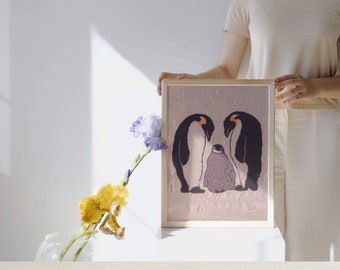 A3 A4 Penguin Art Print, Animal Lover Gift, Anima Nursery Decor