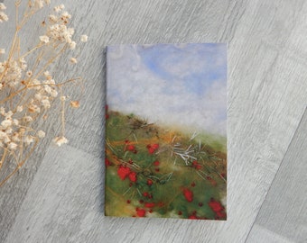 A6 Poppy Field Notebook,  Lined Floral Jotter Book, Bullett Journal