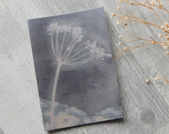 A6 Monochrome Seedhead Notebook, Lined or Plain Jotter, Journal Notepad