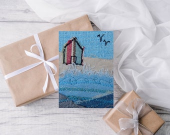 A6 Mini Art Print, Nautical Beach Hut Postcard