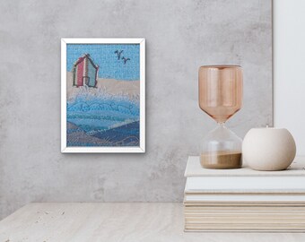 A3 A4 Beach Hut Print, Beach Hut Wall Print, Nautical Nursery