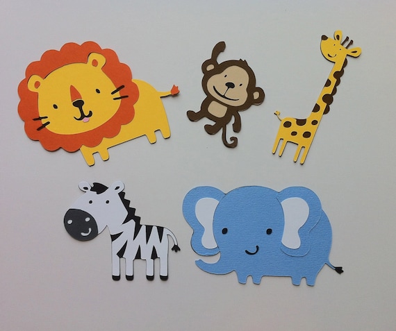 Set of 5 Jungle Safari Animals - Monkey, Lion, Giraffe, Zebra & Elephant Il_570xn