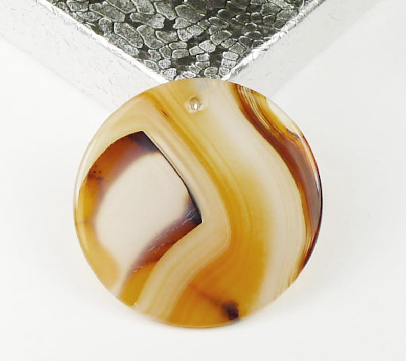 Round Agate Disc Pendant Bead 36x2mm