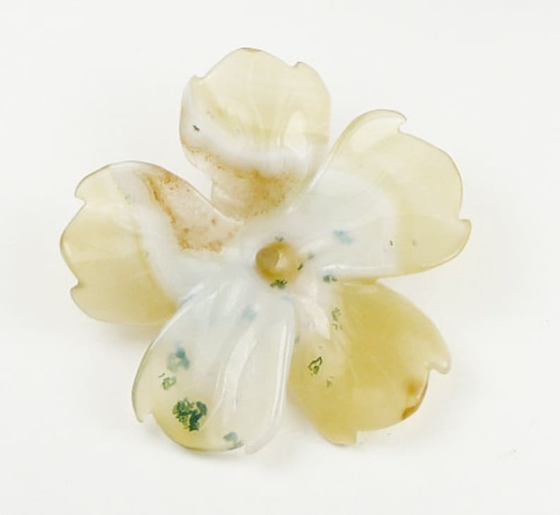 3D Hand Crafted Agate Flower Pendant Bead 42x42x6mm
