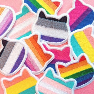 Purrr-ride! Iron-on Patch | LGBTQ cat pride embroidered patch