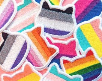 Purrr-ride! Iron-on Patch | LGBTQ cat pride embroidered patch