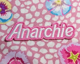 Anarchie iron-on patch | punk barbie anarchy anarchist embroidered patch