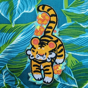 hibiscus tiger iron-on patch