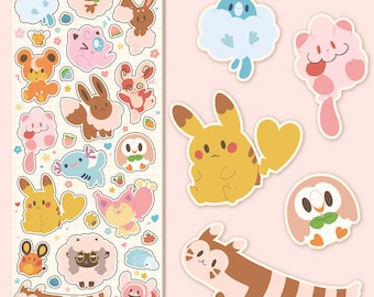 pokepals puffy sticker sheet | Cute pokemon stationary
