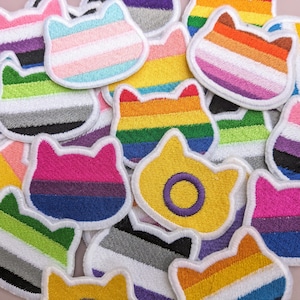 Purrr-ride! Iron-on Patch | LGBTQ cat pride embroidered patch