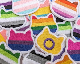 Purrr-ride! Iron-on Patch | LGBTQ cat pride embroidered patch