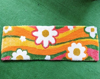 Flower Power runner rug | handmade tufted soft floor mat