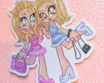 Romy and Michele | movie parody holographic glitter sticker