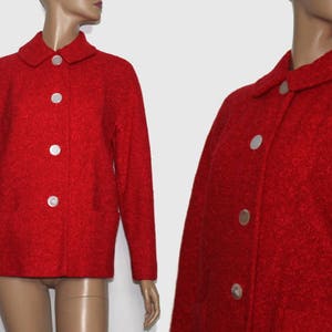 Vintage 1950s Coat//Designer Betty Rose// Red// Wool// Satin Lined//Red Jacket// Red Sweater//50s Coat// image 1