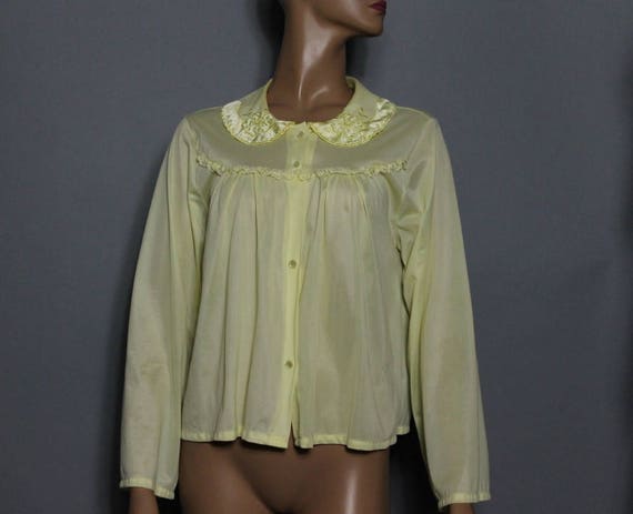 1950s Bed Jacket// 60s Bed Jacket// Yellow// Desi… - image 1