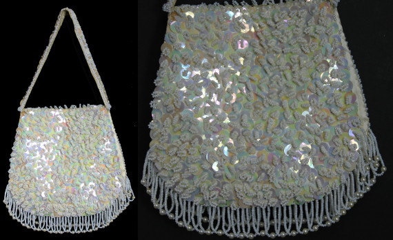 Vintage 1950s Bag Purse Beaded Handbag Faux Pearl Hollywood Femme Fatale Mad Man Made in Hong Kong Dress Designer Old Hollywood Wedding