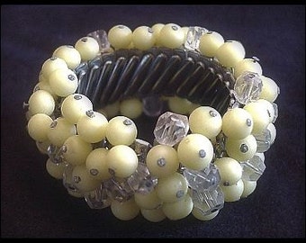 Vintage Expandable Bracelet Art Deco Old Hollywood Marble French Roll Wedding Garden Party Dress Couture