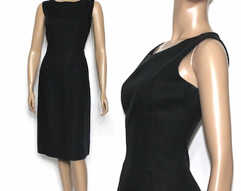 Vintage Dress// 1950s// Black//Cotton//Wiggle Dress// Marily Monroe//Designer Ann Fogarty// Sexy