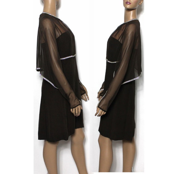 Vintage 1960s Dress Designer Rhinestones Sheer Co… - image 2