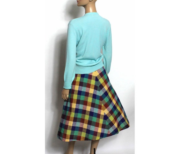 Vintage 1950s Plaid Skirt Matching Sweater Design… - image 3