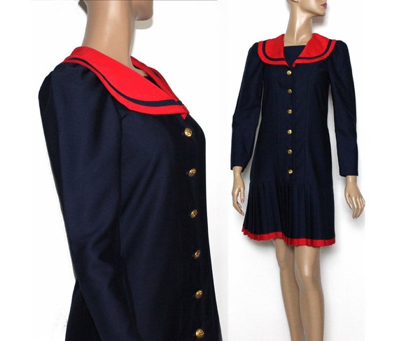 retro navy blue dress