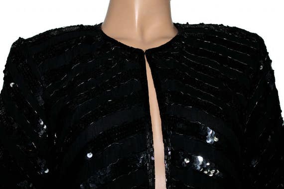 Vintage 1990s Sweater // Black //Sequins // Tube … - image 4