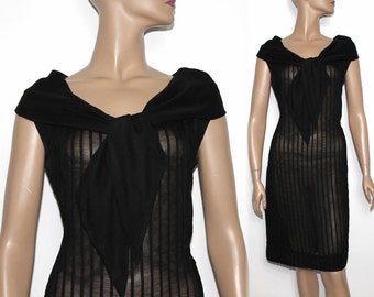 Vintage 1960er Jahre Kleid // Schiere // Schwarz // Schalkragen // Party Kleid // Cocktailkleid //