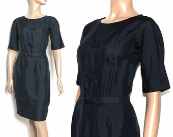 Vintage 1950s Dress//Mad Men// Marilyn Monroe Dress//Femme Fatale Black//Bymidnightsparkle//Party Dress 1950// Couture