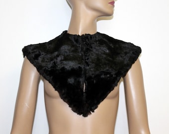 Vintage Mink Collar// Sheared Beaver//Black// Old Hollywood Glamour// Lined//Three Hook Closure// Fur Collar//50s Cocktail Party