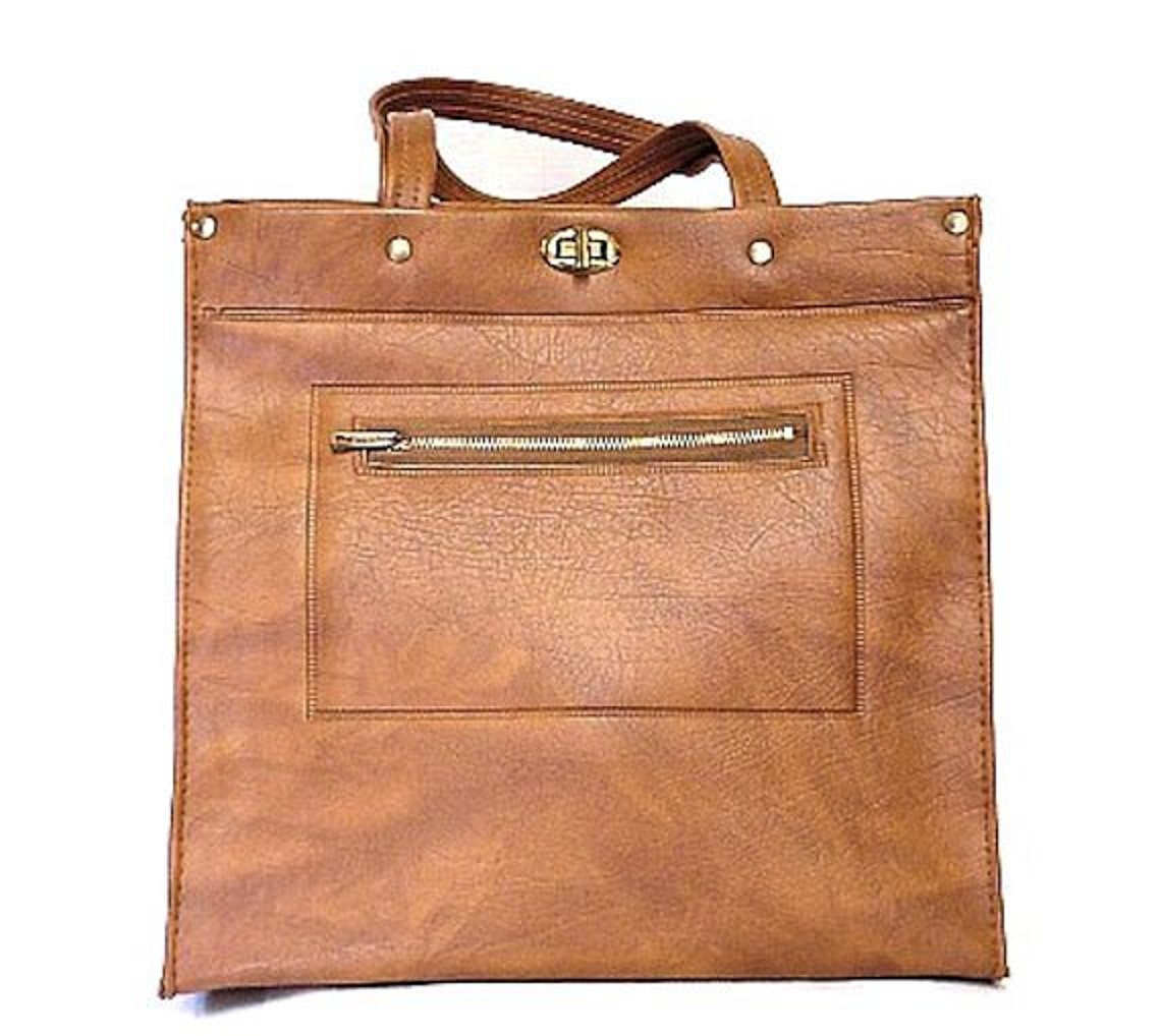 Vintage 1970s Tan Purse Tote Handbag Designer  Garden Party Rockabilly Mad Man Retro Dress Femme Fatale Hippie, foto 1 di 3