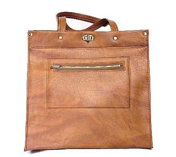 Vintage 1970s Tan Purse Tote Handbag Designer  Garden Party Rockabilly Mad Man Retro Dress Femme Fatale Hippie