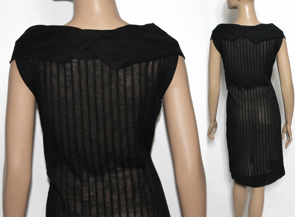 Vintage 1960s Dress //Sheer// Black// Shawl Collar// Party | Etsy